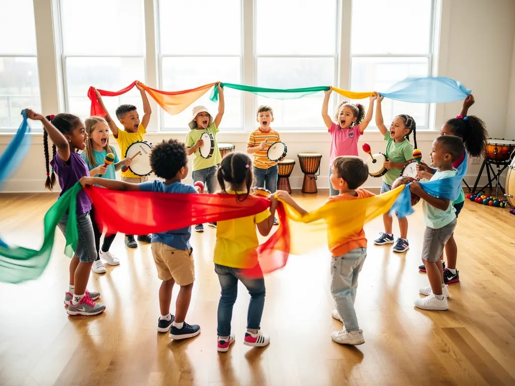 Children singing and dancing together