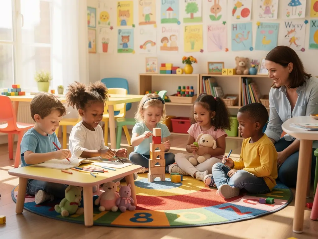 Children engaged in creative play at preschool